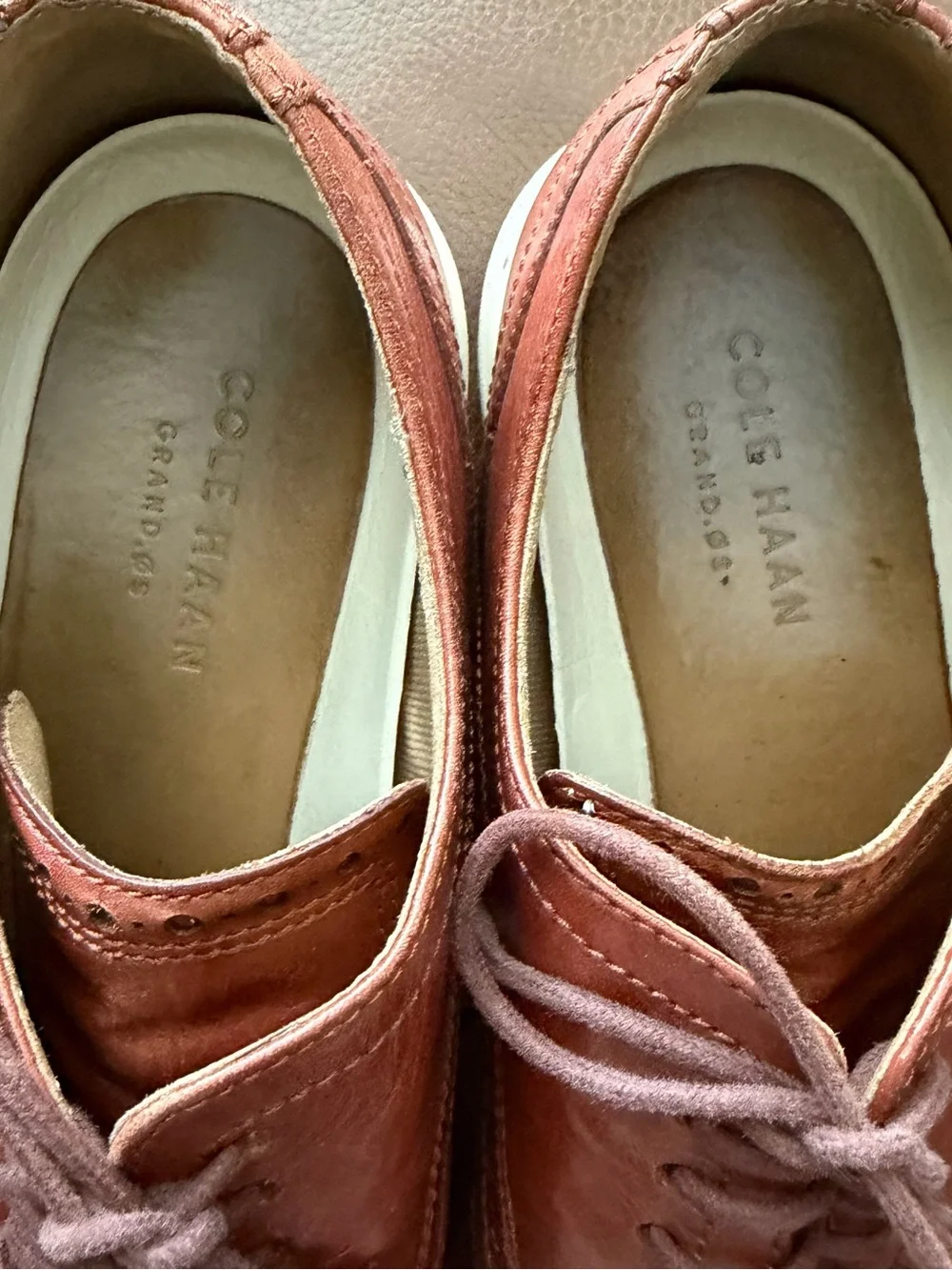 Cole Haan Men's Wingtip Leather Oxfords - Chestnut Brown